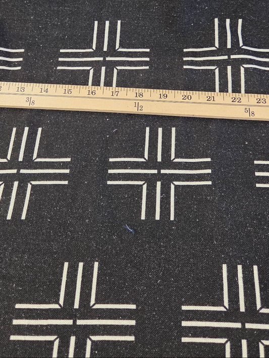 Designer Deadstock Cotton Linen Medium Opaque Black Textured Woven- by the yard
