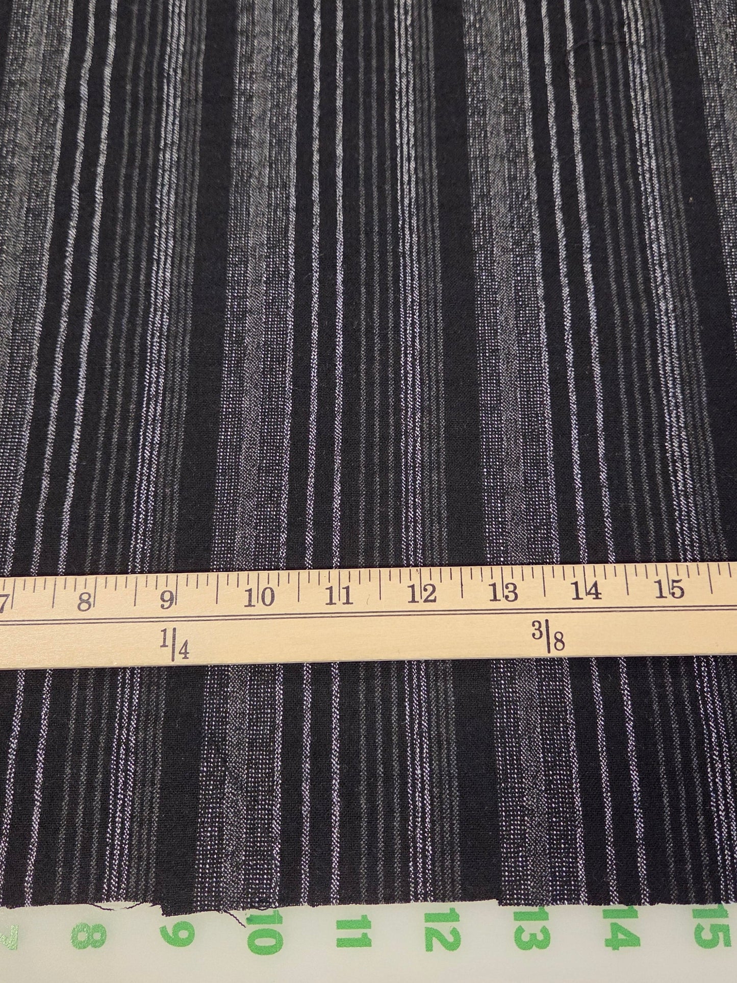 Designer Italian Deadstock Soft  Rayon Linen Multi-Stripe Ivory and Black Woven- by the yard
