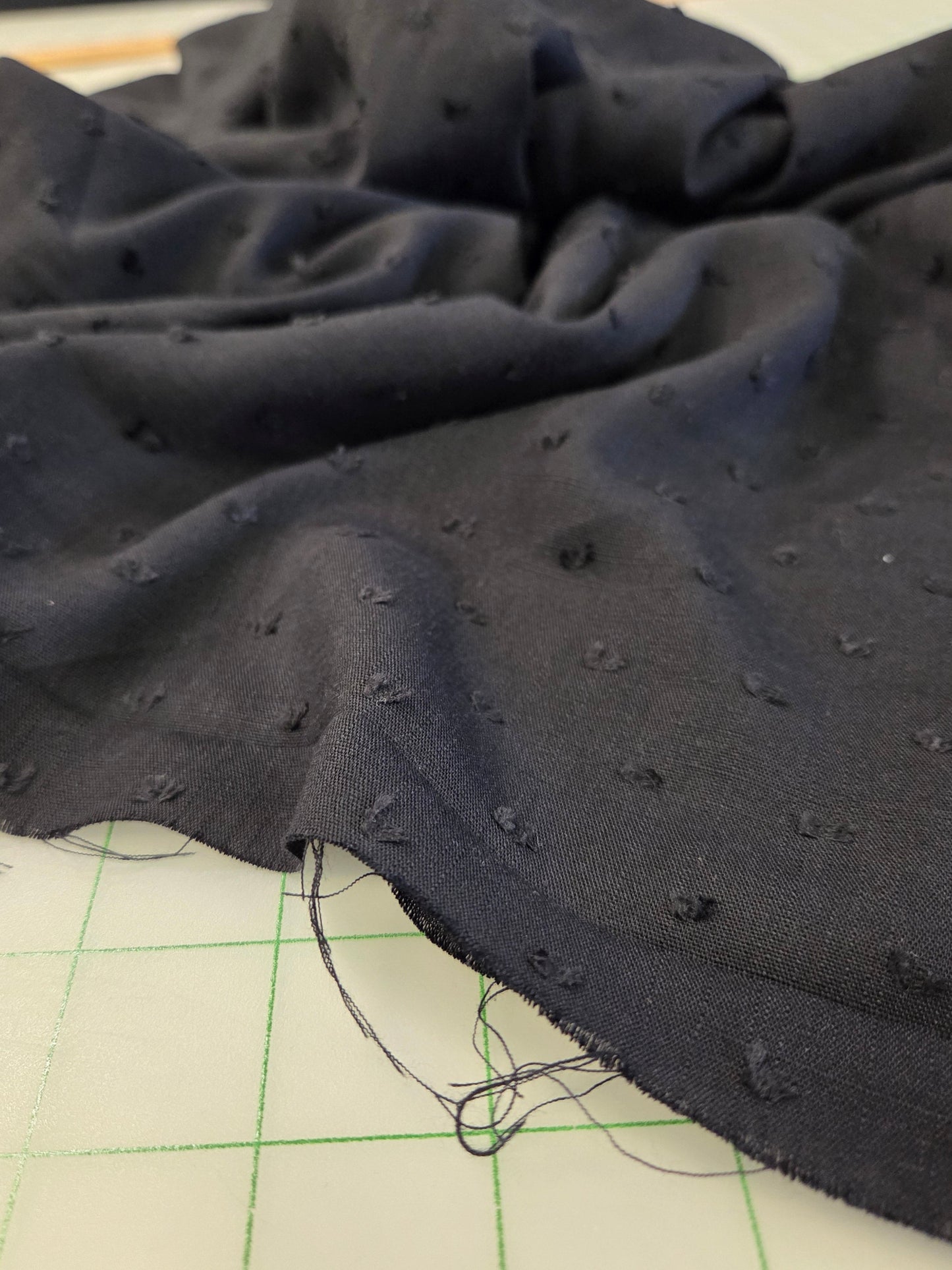 black swiss dot woven