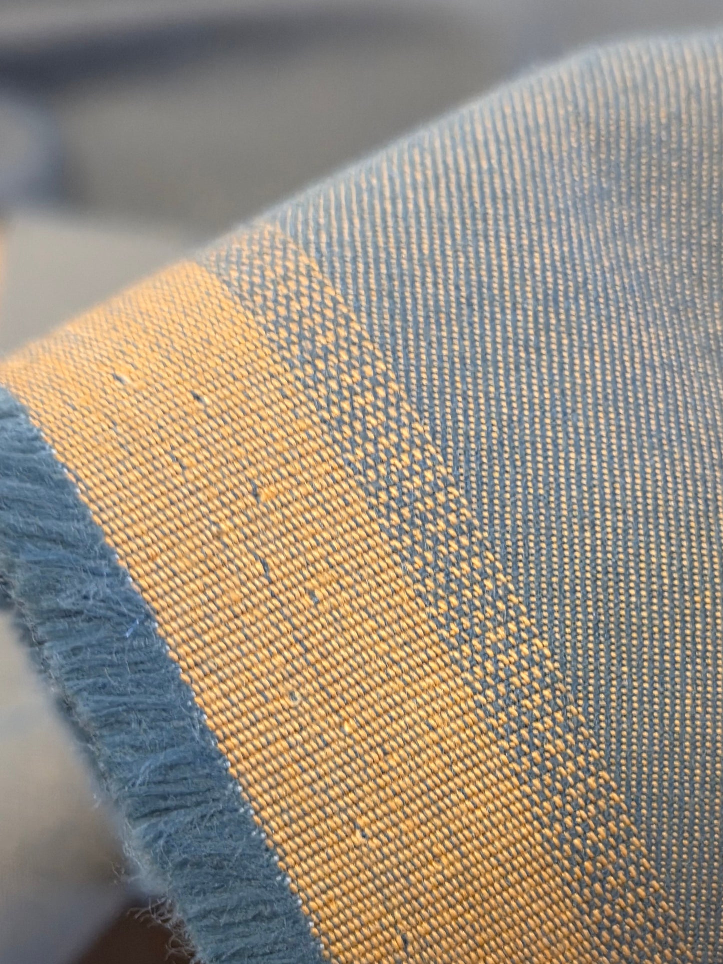 Designer Deadstock Green and Mustard Reverse Cotton Spandex Canvas Woven by the yard