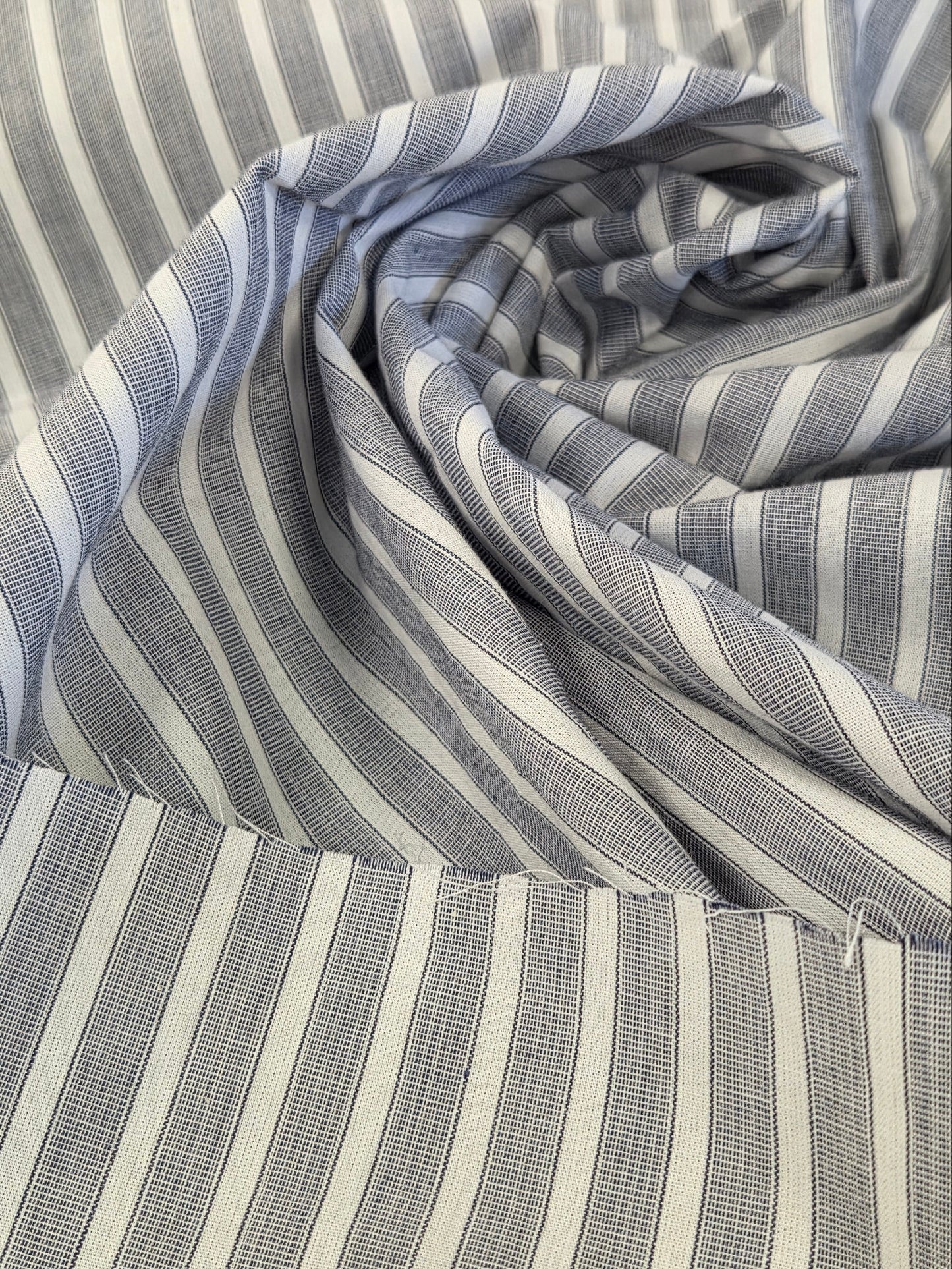 Designer Italian Deadstock Cotton Spandex Yarn Dyed Shirting Poplin Woven- by the yard