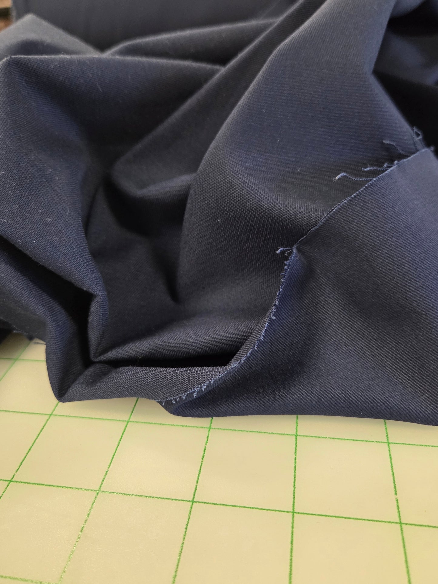 Designer Deadstock Navy Solid Twill Woven- by the yard
