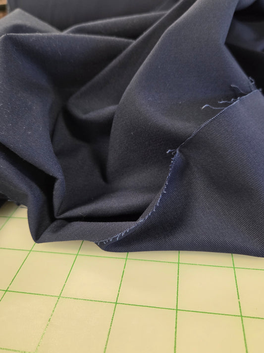 Designer Deadstock Navy Solid Twill Woven- by the yard