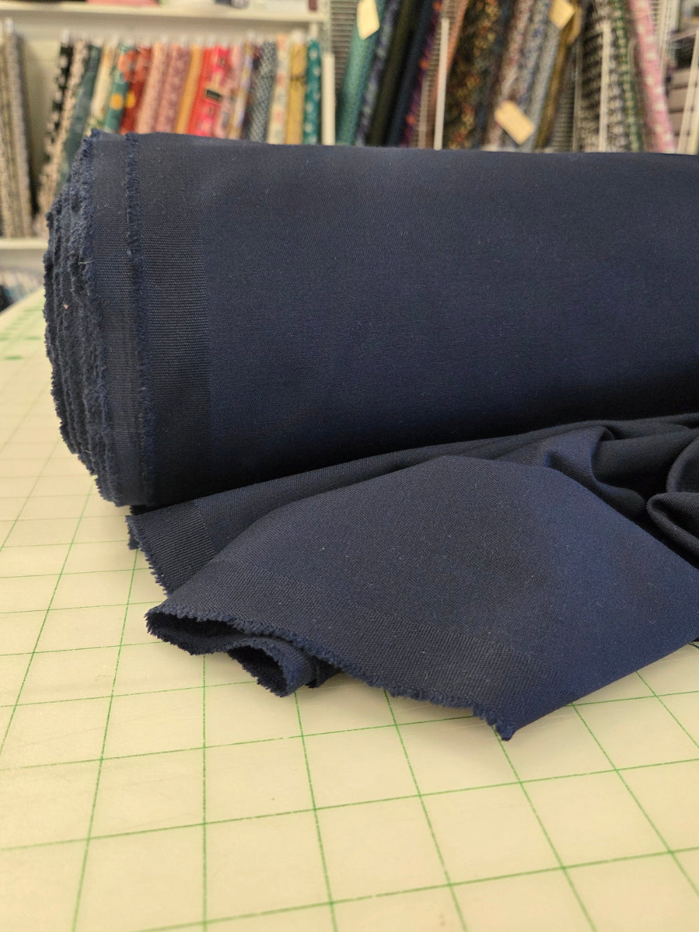 Designer Deadstock Navy Solid Twill Woven- by the yard
