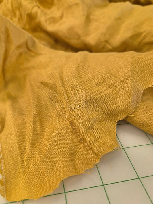 Designer Deadstock Laundered Cornflower Yellow Vibrant Linen- by the yard