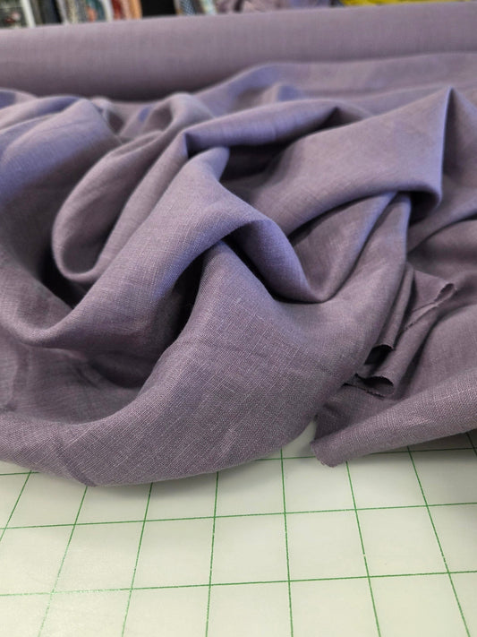Designer Deadstock Purple Orchid Muted Linen Solid Woven- by the yard