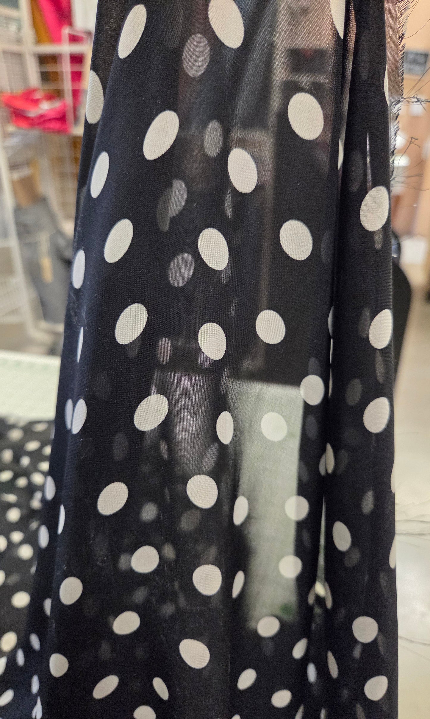 Designer Deadstock Viscose Blousewear Chiffon Polka Dot Woven- by the yard