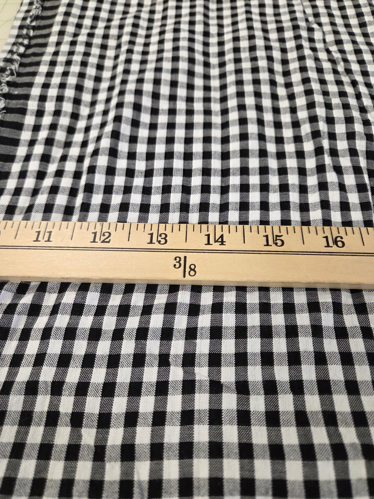 Designer Deadstock Yarn Dyed Cotton Black and White Small Gingham Check Woven- by the yard