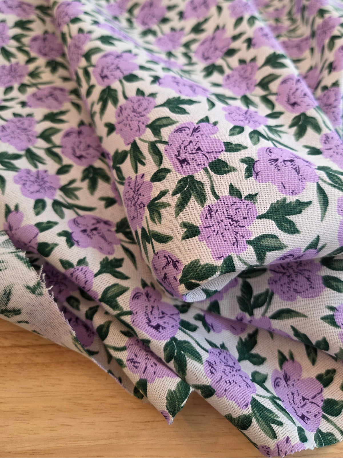 Bridgerton Cotton Linen Purple Floral White Woven-by the yard