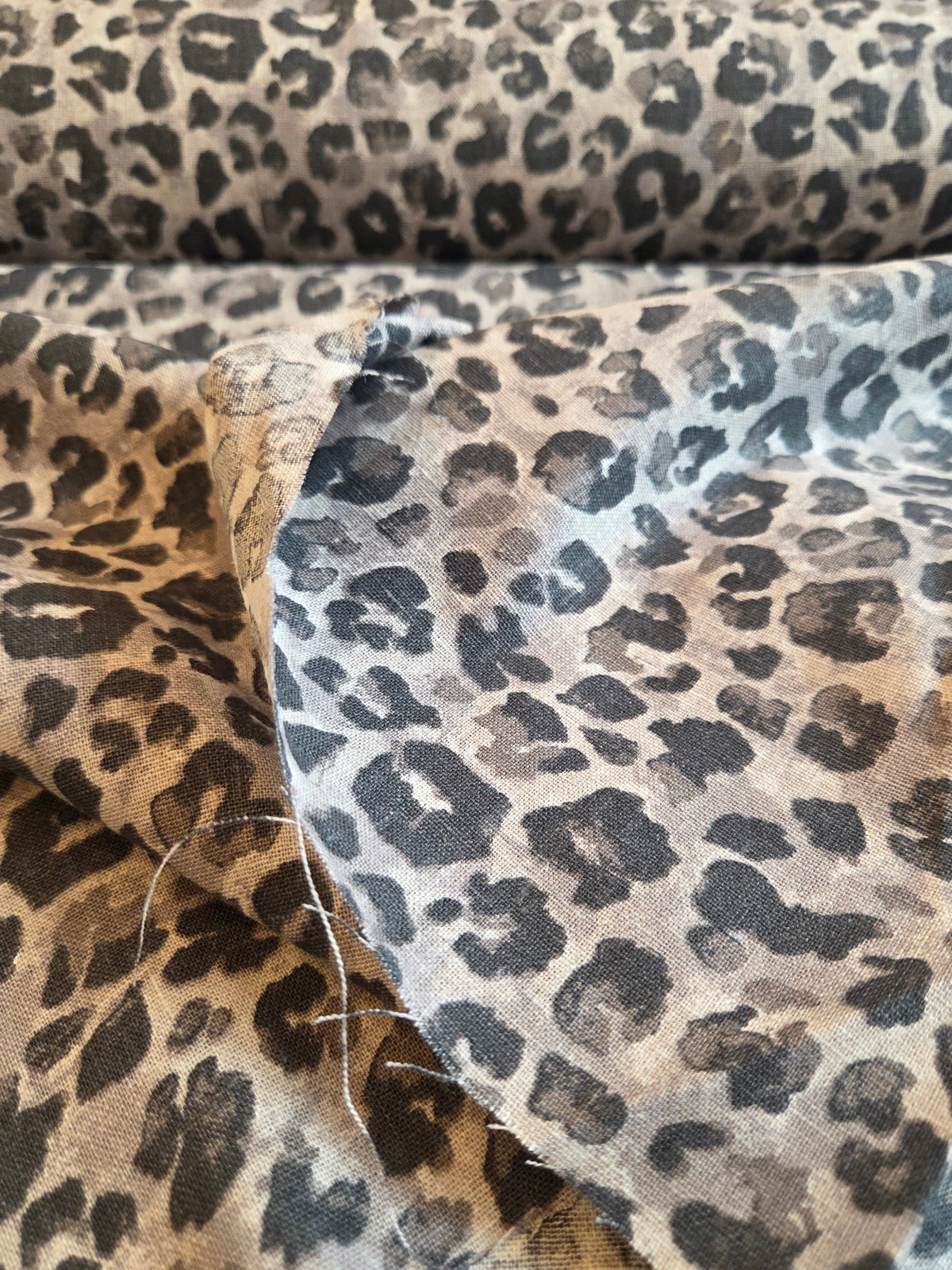 Animal Print Cheetah Cross Hatch Cotton Linen Woven- by the yard