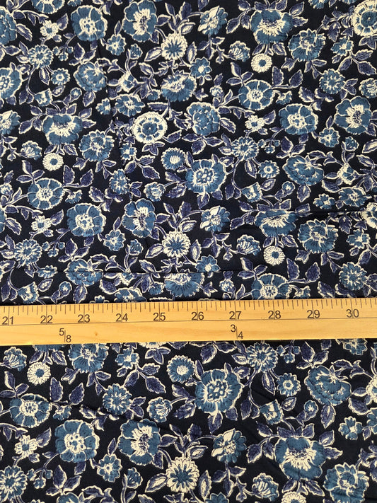 Cotton Poplin Vintage Navy Floral Morris-esque Woven- by the yard