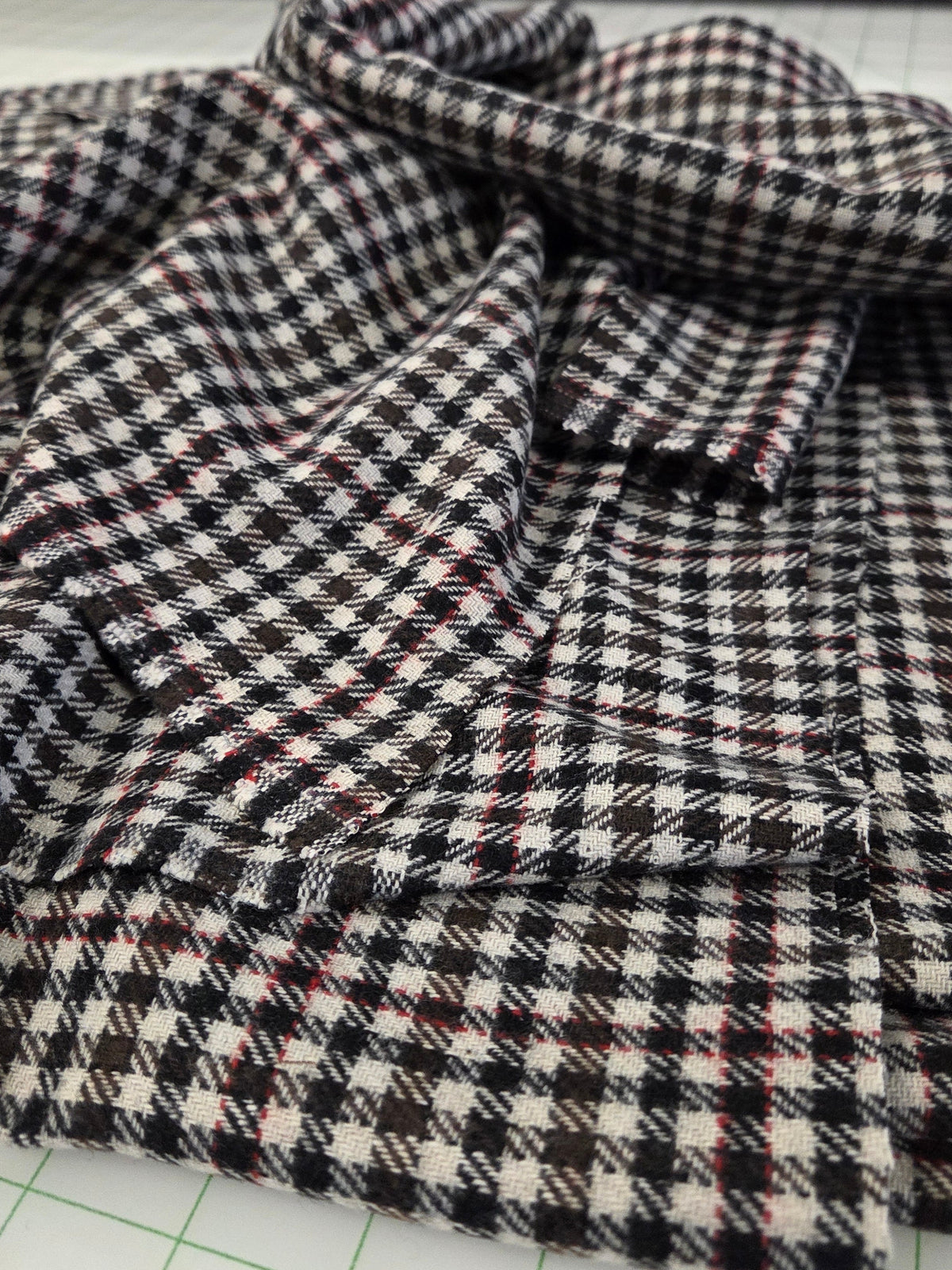 Designer Italian Deadstock Wool Blend Checks Woven- by the yard