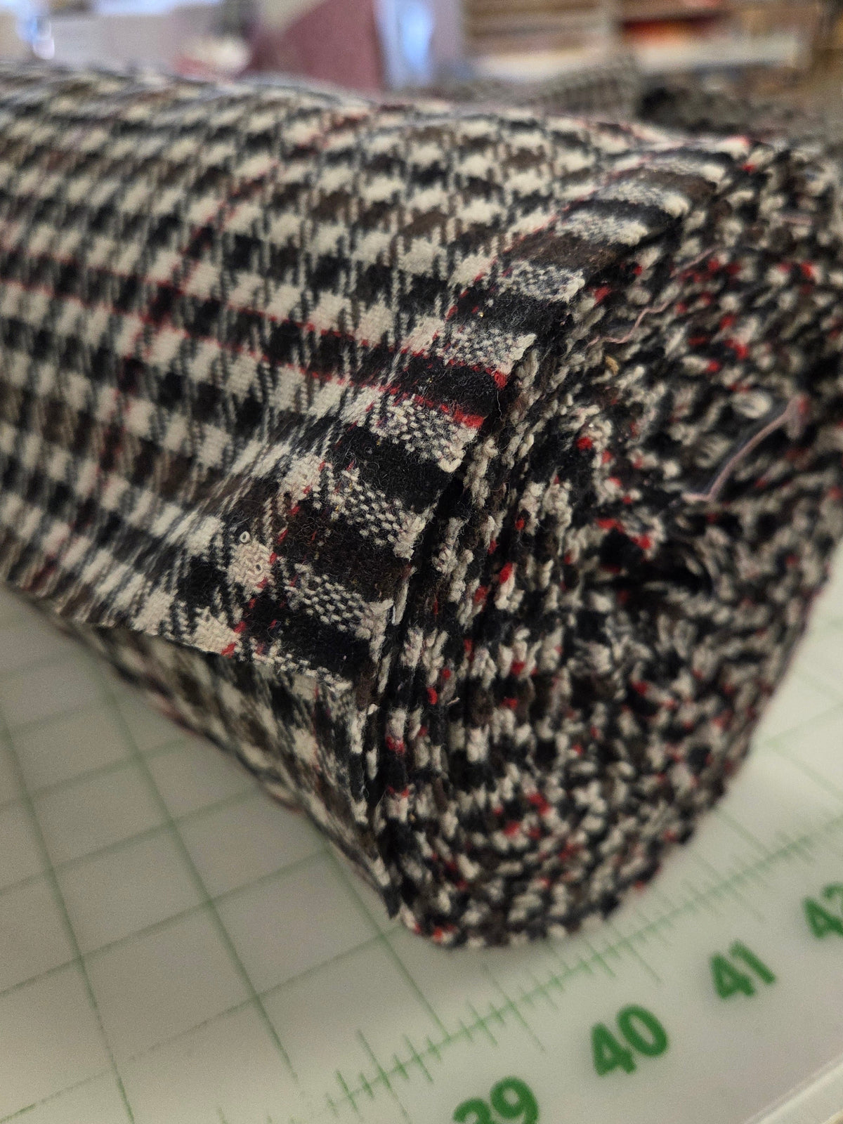 Designer Italian Deadstock Wool Blend Checks Woven- by the yard