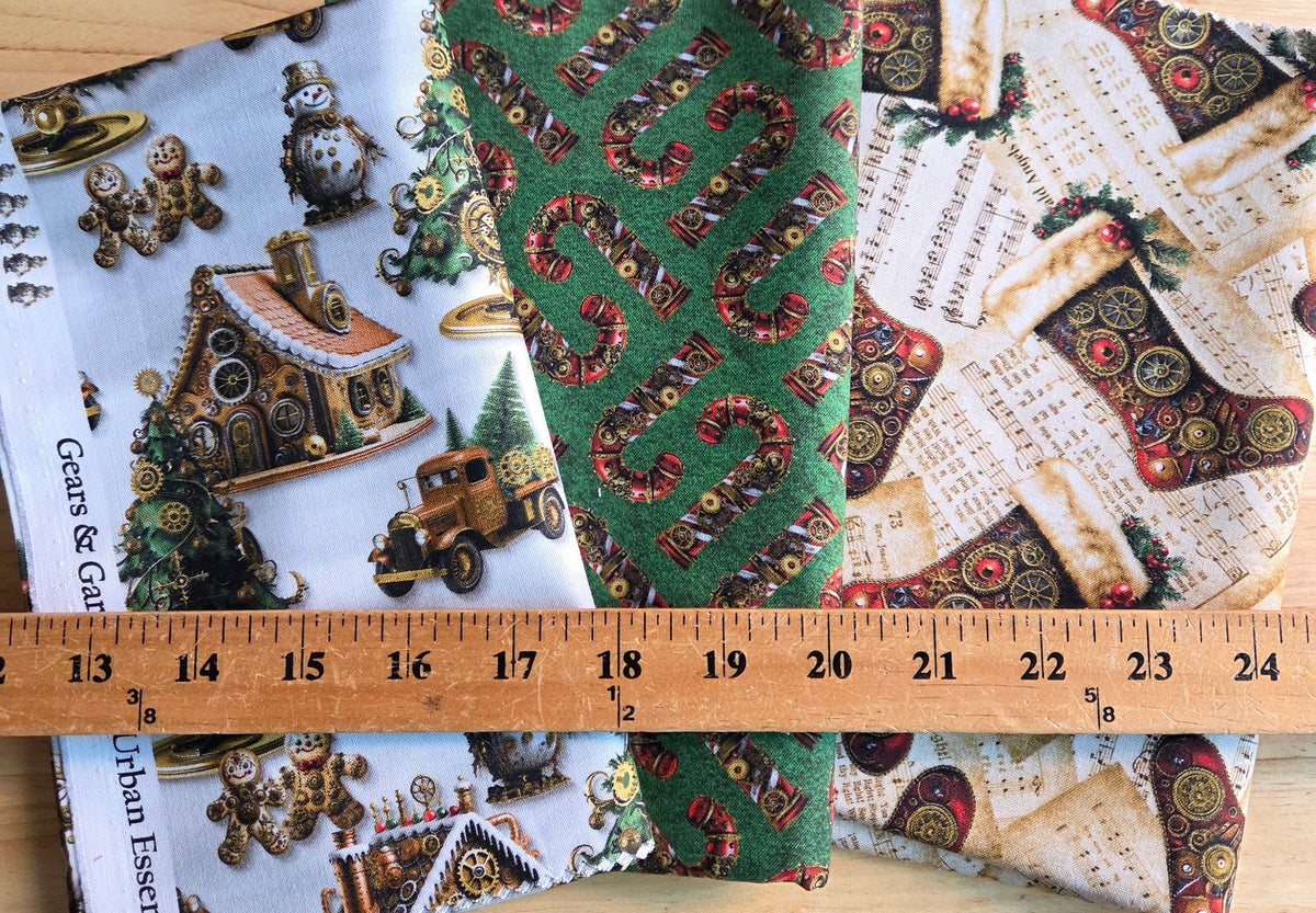 Online Quilting Bundle: 3 Yards of Gears and Garland by Urban Essence- As Pictured ( 3 looks)