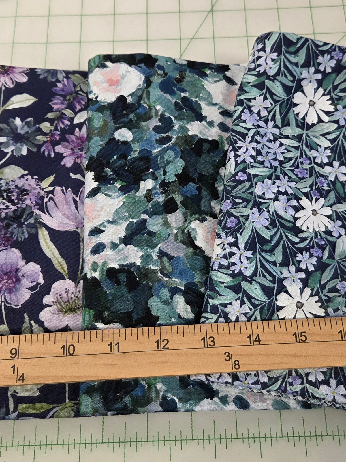End of Bolt: 1 yard cuts- Total of 3 yards of Quilting Cotton Dear Stella Florals As pictured