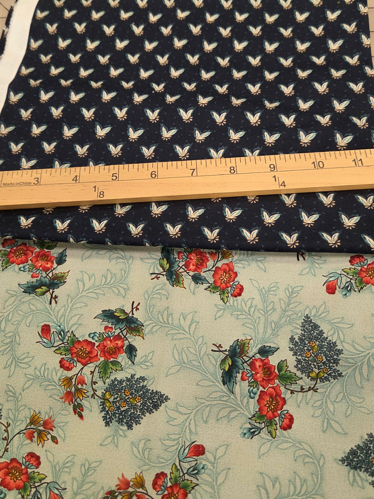 Online Quilting Bundle: 2 yards of Lost Garden of Heligan Blue Cotton Print Wovens- As pictured 2 looks