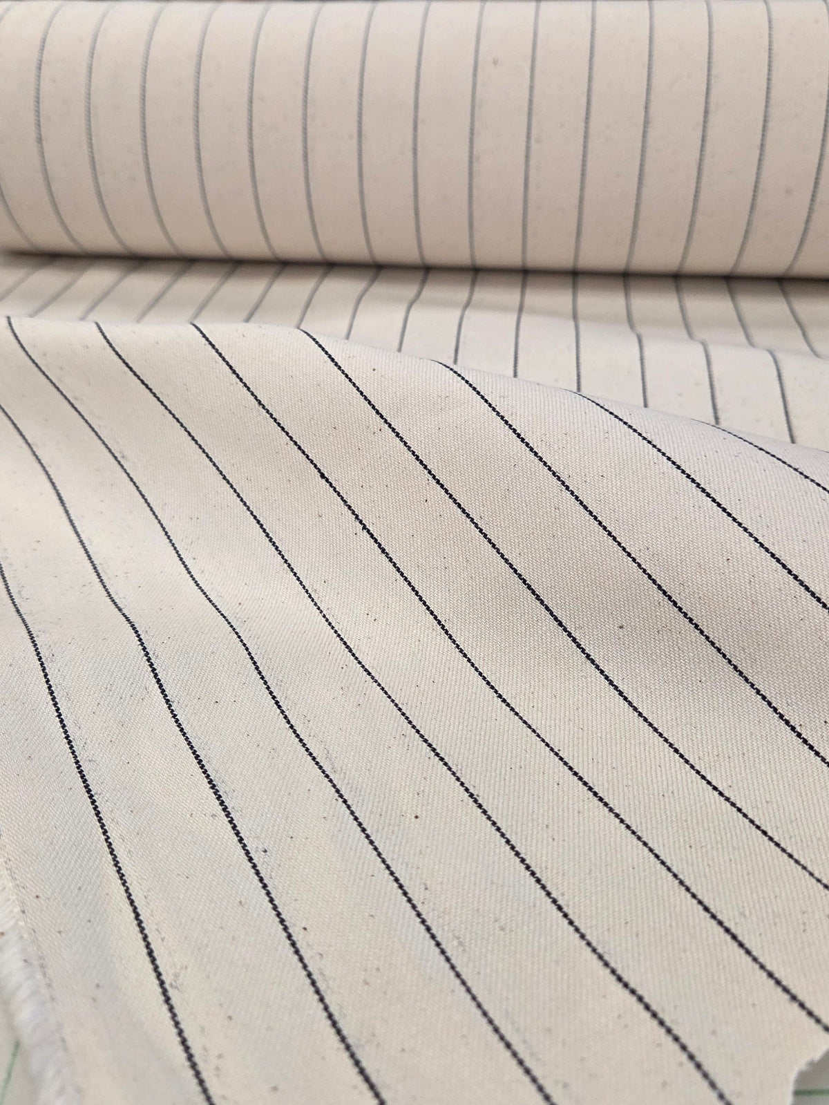 Designer Deadstock 100% Natural Micro Stripe Twill Weave 8.5oz  Woven- by the yard
