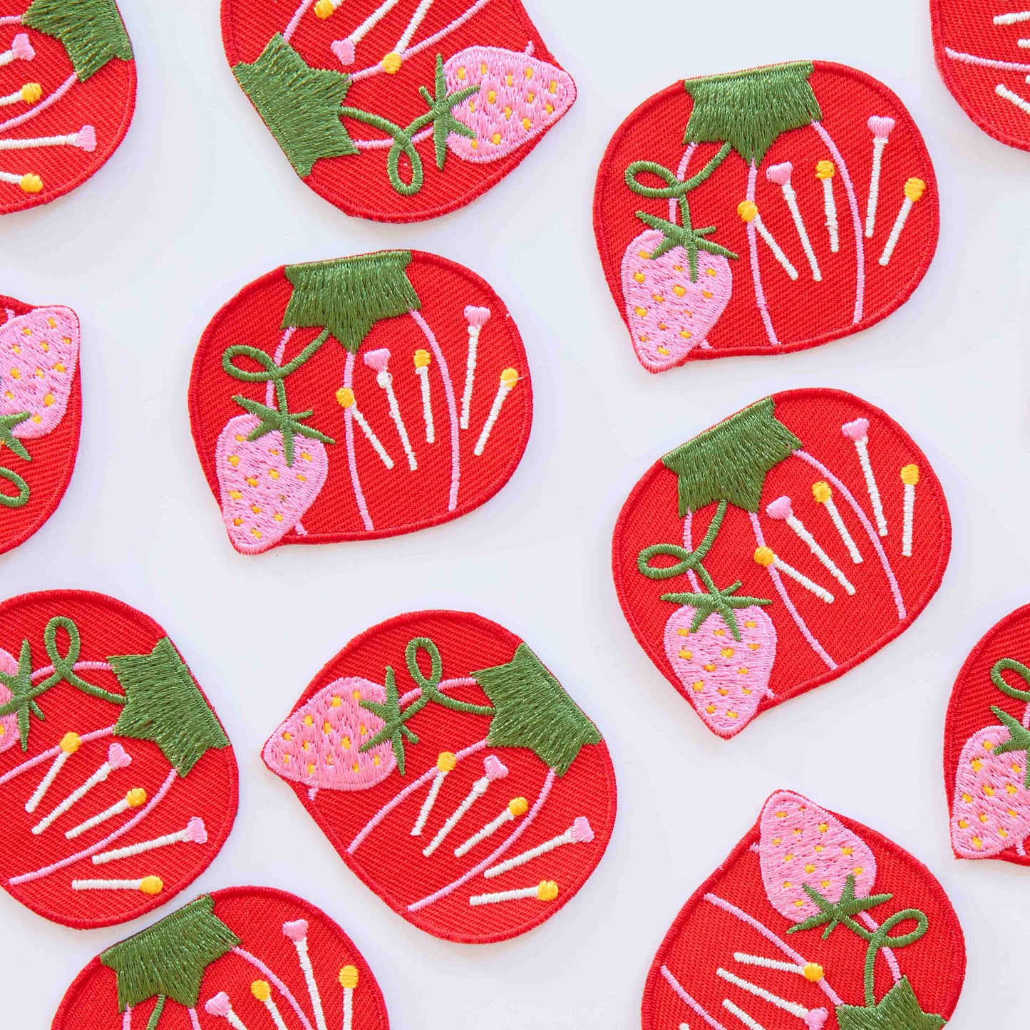 Notions: Sarah Hearts Tomato Pincushion Iron-On Patch(5cmx4cm)-1 Pack