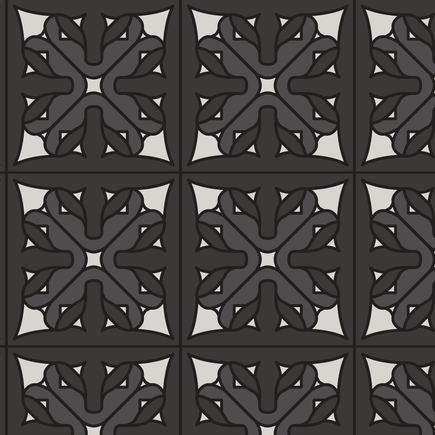 Cloud9 Fabrics: Frank Lloyd Wright Prisms Organic Cotton Charcoal 6.5oz Barkcloth Woven- by the half yard
