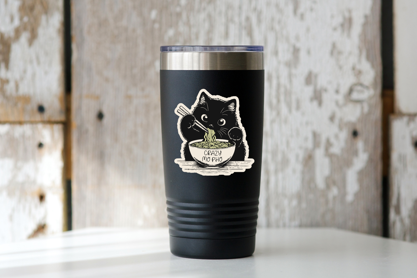 Stickers and Stationery: Crazy Mo Pho Black Cat Sticker