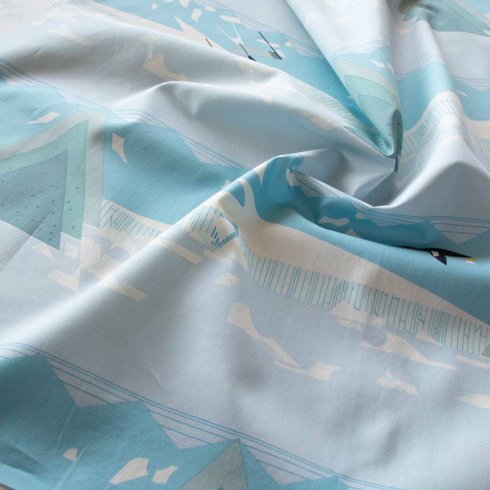 Birch Fabrics: Organic Cotton Poplin 115 GSM Glacier Shore by Charley Harper-by the half yard