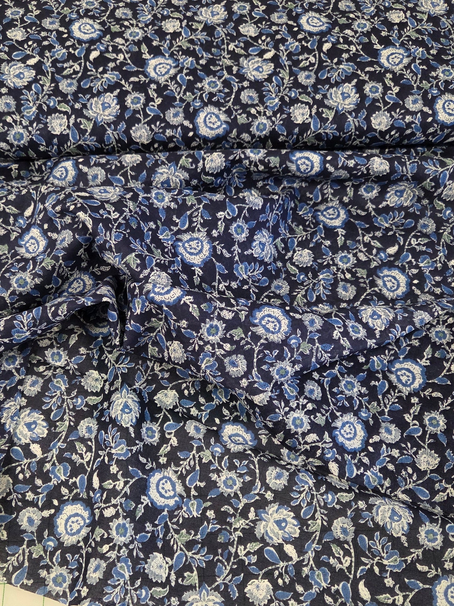 Japan Fabrics: Rustic Fronds Cotton Lawn Navy Woven- by the yard