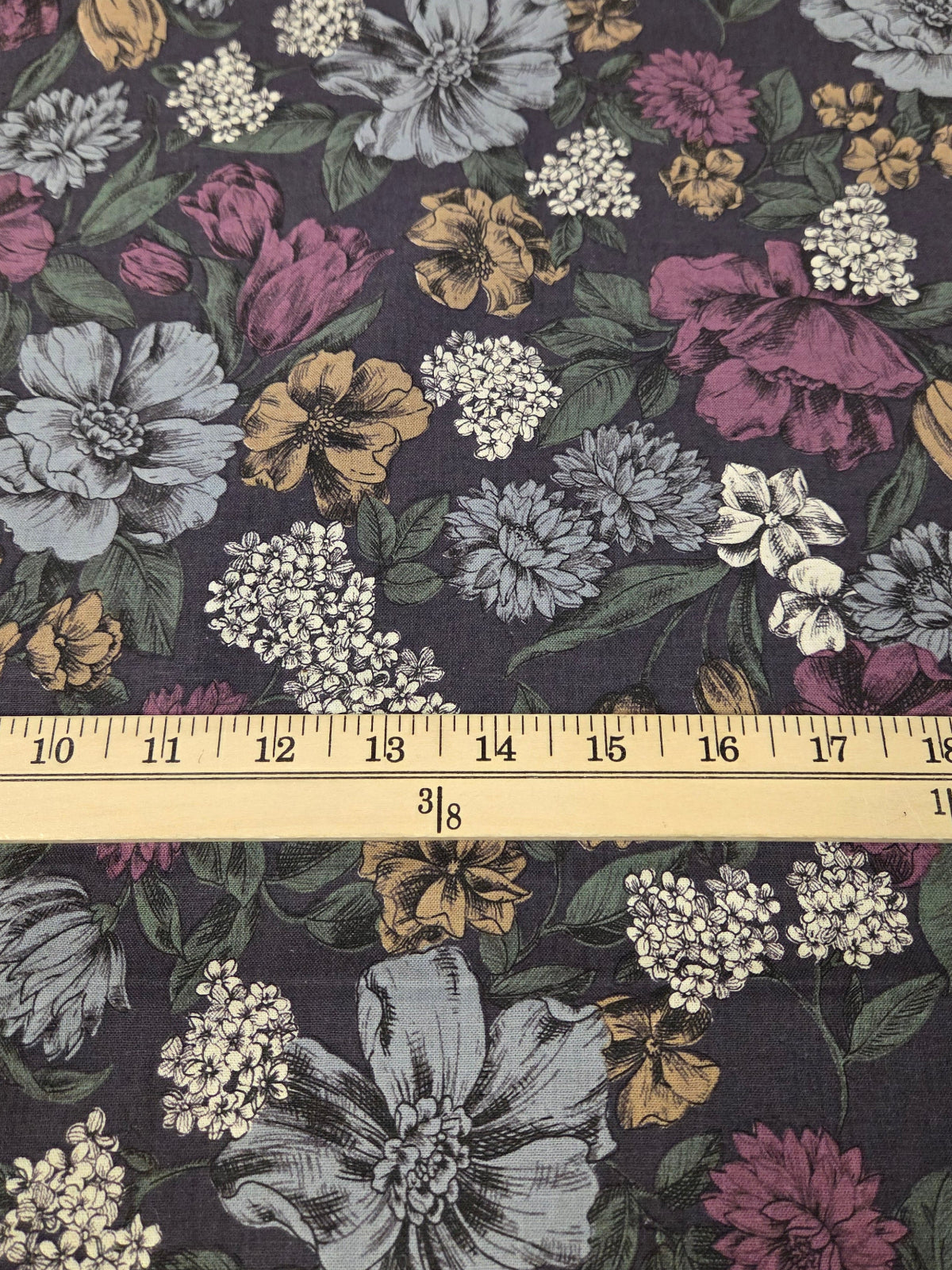 kokka floral fabric vintage look cotton linen by the yard . 
