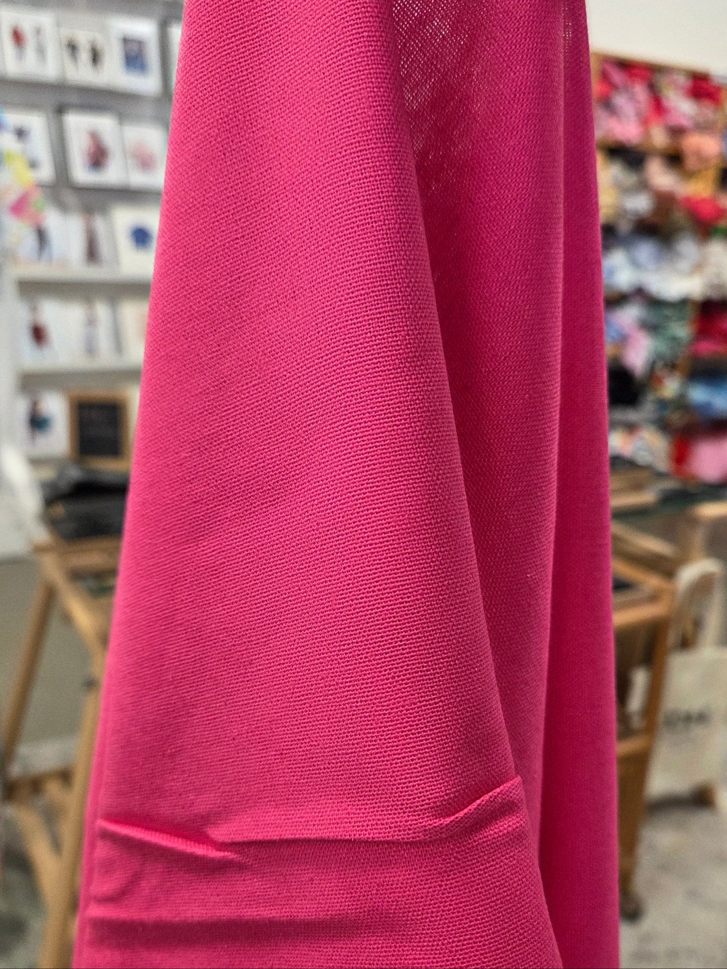 linen rayon solid fuchsia pink