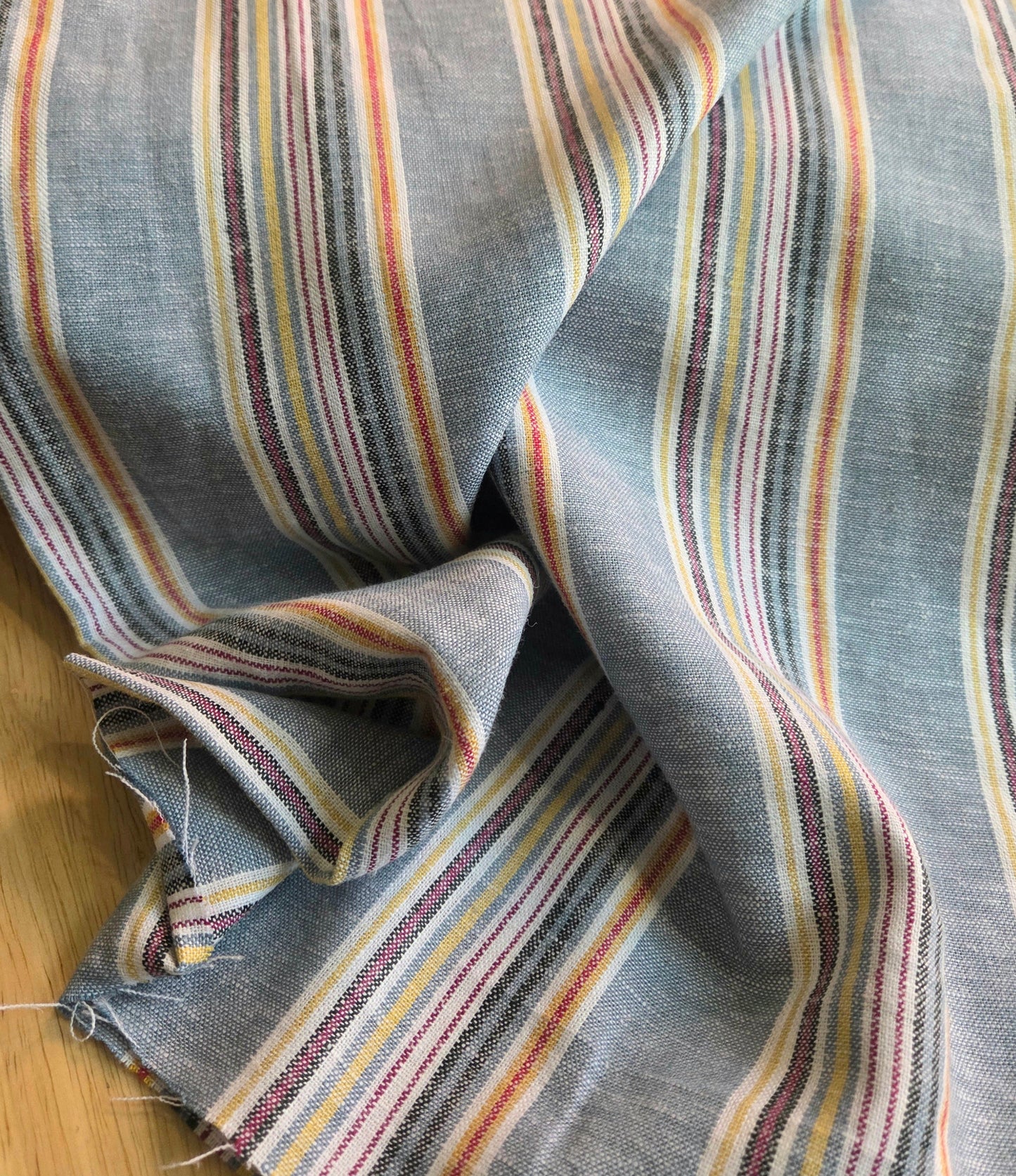 yarn dyed linen rayon woven stripe by the yard . LA Finch fabrics