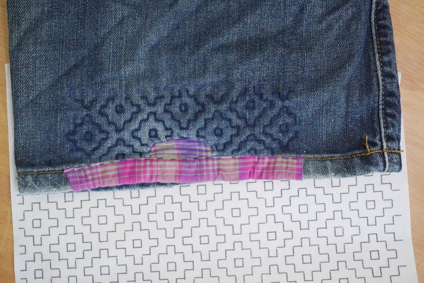 Sashiko Collection: Sashiko Inspired Mending Stick and Stitch Hitomezashi Patterns-1 pack (2 transfer sheets)
