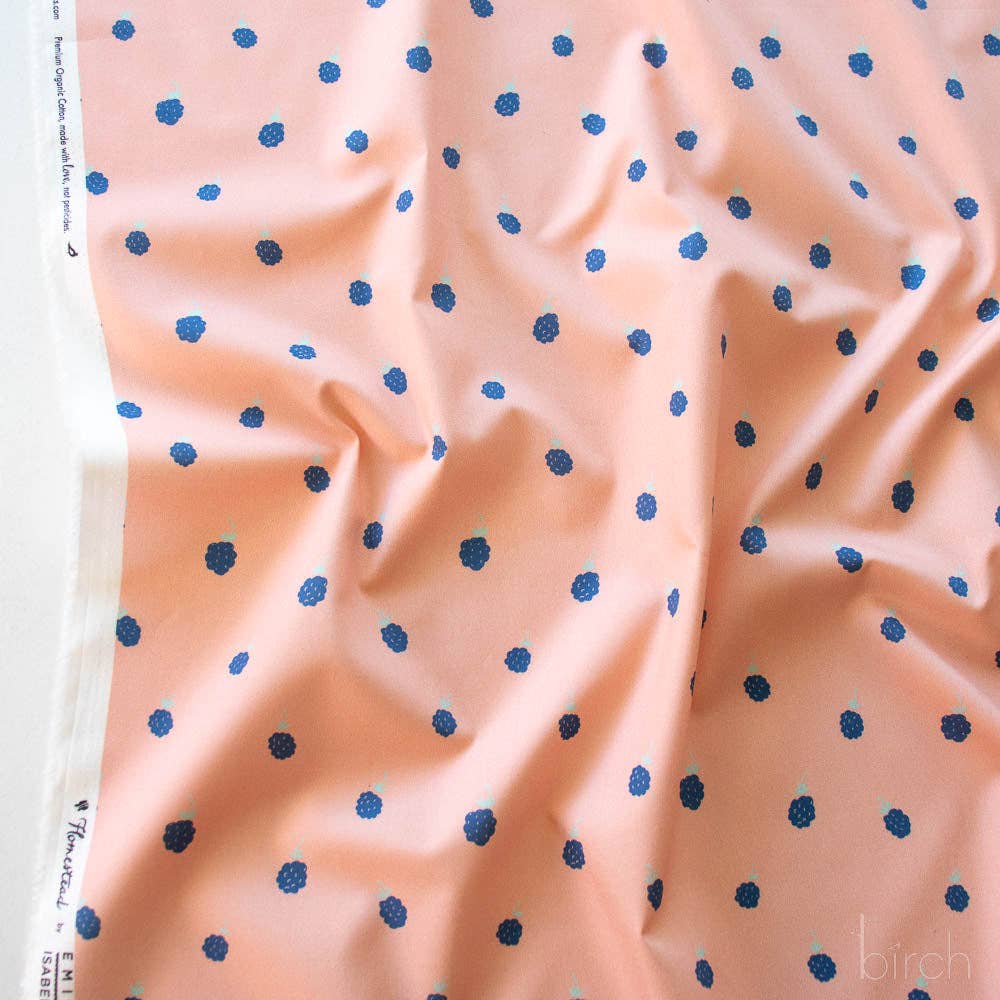 Birch Fabrics: Organic Cotton Blackberries Poplin-by the half yard
