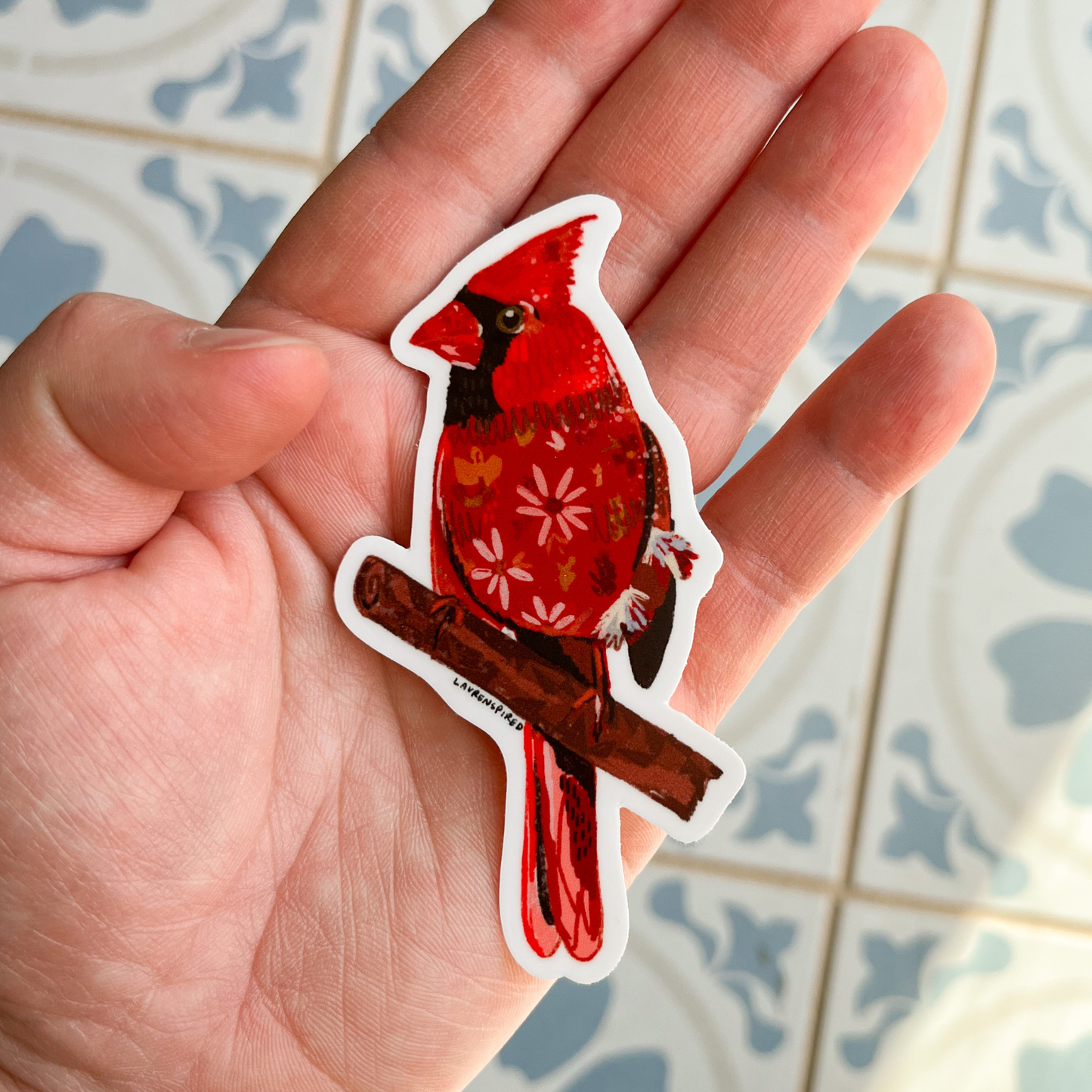 Stickers and Stationery: Red Cardinal Sticker, birding stickers, cardinal - (2"x3.7")