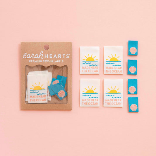 Notions: Sarah Hearts Made Near the Ocean - Sewing Woven Clothing Label Tags-1pack