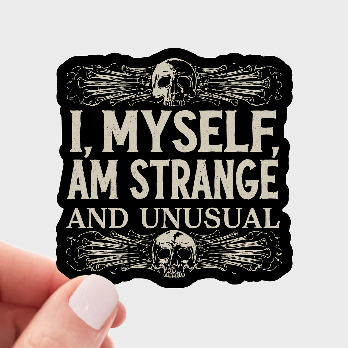 Stickers and Stationery: "I, Myself, am Strange and Unusual" Skull Sticker - 2.96"x3"