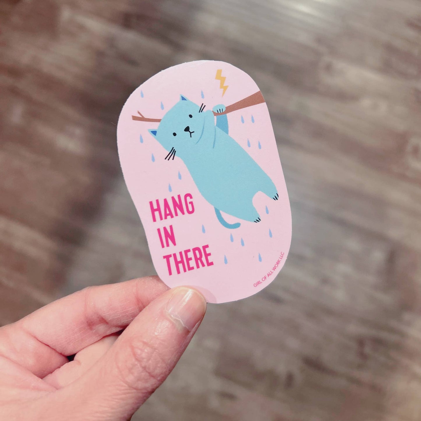 Stickers and Stationary: Vinyl Sticker: Hang In There-1 sticker "2.2" x"3.2"