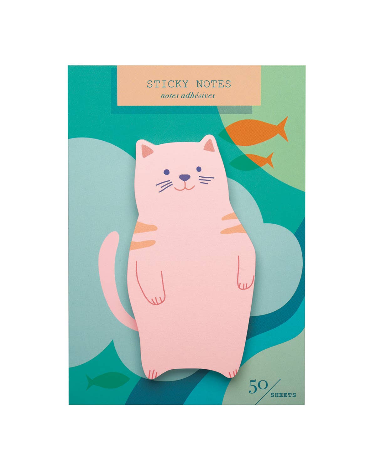 Stationary: Gone Fishing Die Cut Sticky Notes-1 pack