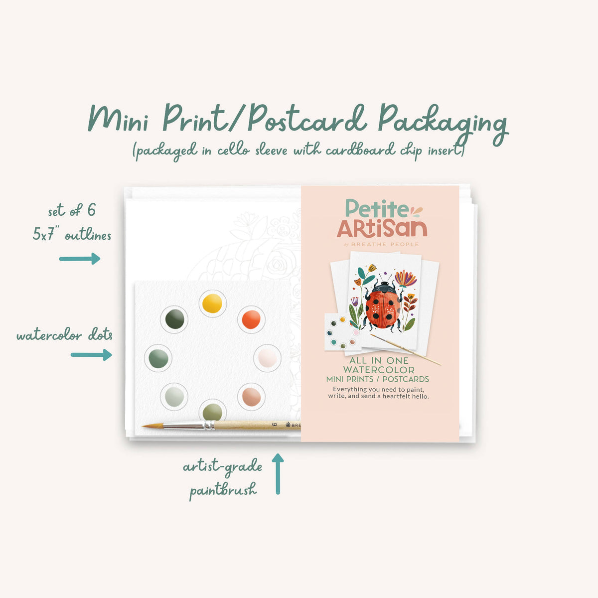 Analog Crafting: All in One Kids Watercolor Postcard Kit- 6 Super Pups-1 Kit
