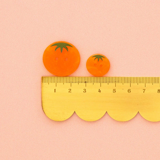 Notions: Sarah Hearts Orange Heirloom Tomato Small 5/8" Buttons-1 Pack ( 10 Buttons)