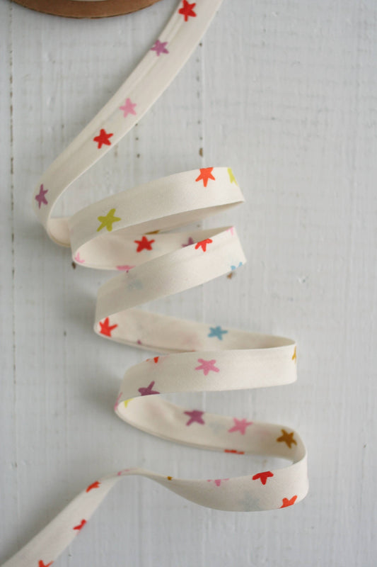 Web Only Sewing Supplies: 1/2" Double Fold Bias Binding - Starry Multi Sewing Notions- Price per yard