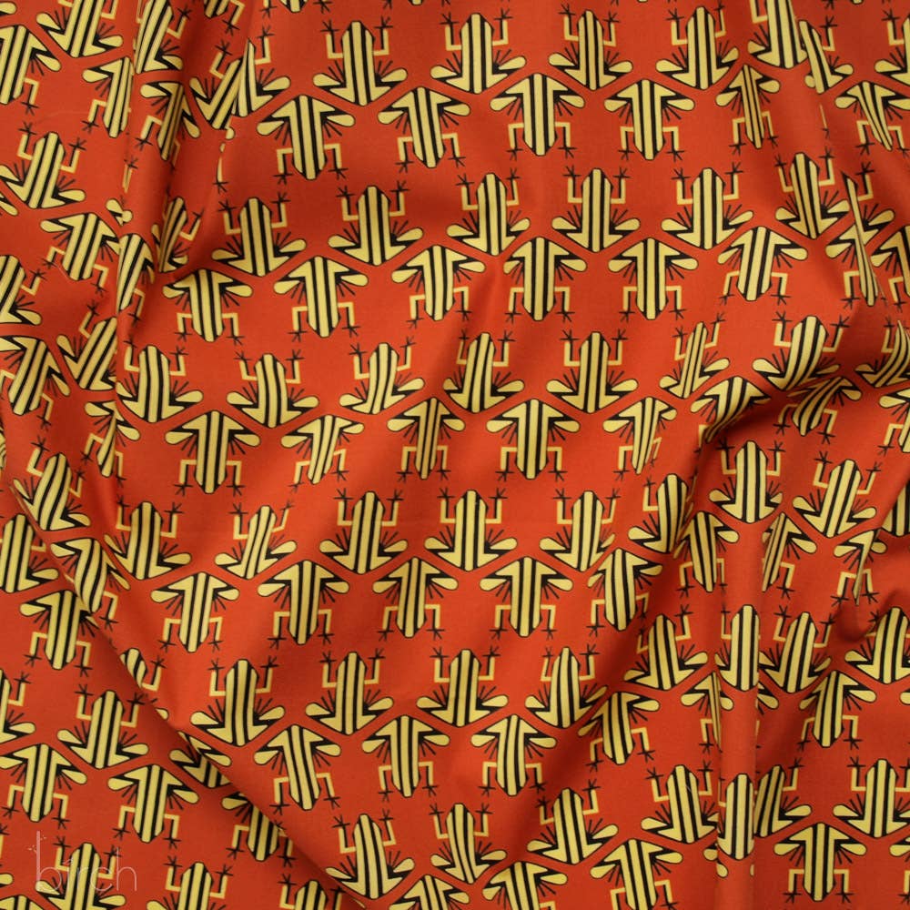 End of Bolt: 1.5 yards of Organic Premium Cotton Yellow Frog Dart Shirting Poplin 115gsm by Birch Fabrics-remnant