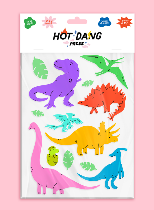 Iron On Art: All Dinos Sheet Set by Hot Dang Press- 2 sheets