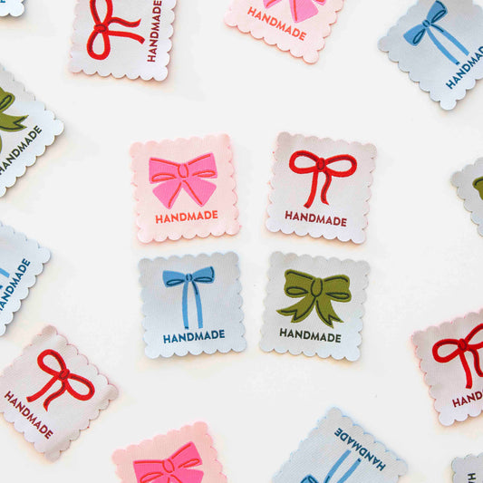Notions: Sarah Hearts Bows Multipack Large Woven Sewing Labels- 5"X5"- 1 pack