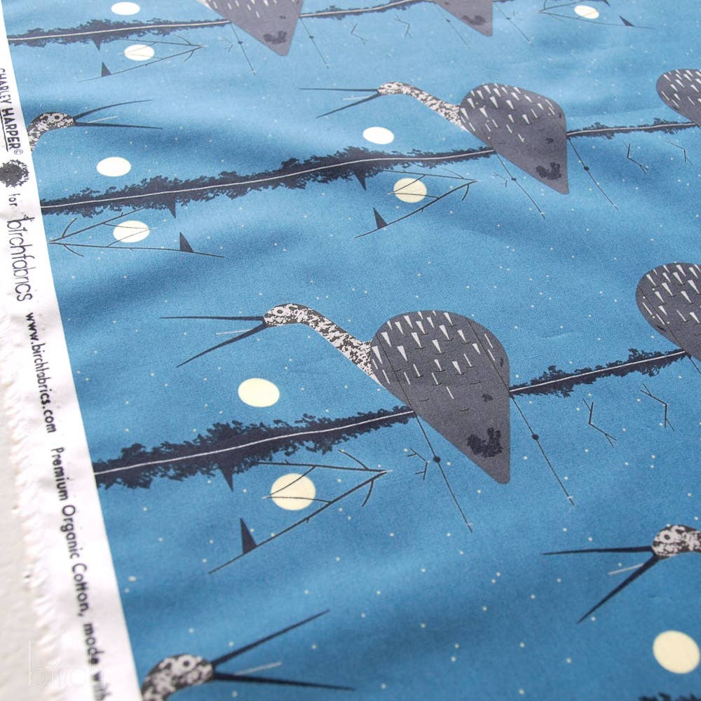 Organic Premium Cotton Limpkin Shirting Poplin 115gsm Charley Harper by Birch Fabrics- by the half yard
