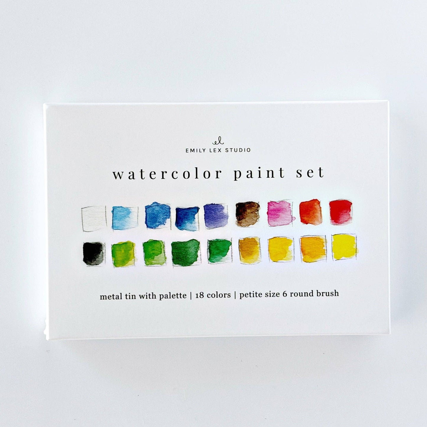 Emily Lex Studio: Watercolor paint set 18 colors with brush-1 Color Box ( Includes size 6 Brush)