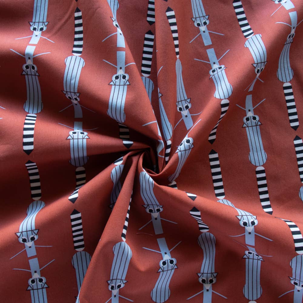 Birch Fabrics: Organic Cotton Poplin 115 GSM Ringtail Stripe Charley Harper -by the half yard