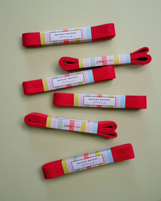 Sewing Notion: Matchy Matchy Sewing Club Red Webbing 1.25": 3 yards- 1 pack