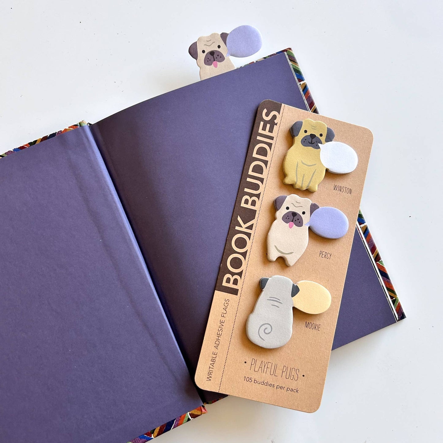 Stationary: Playful Pugs Book Buddies-1 pack