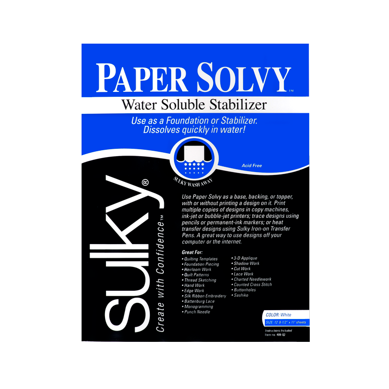 Web Only Sewing Supplies: Sulky Paper Solvy Stabilizer - White - 8.5'' x 11'' (12 Sheets)-1 pack