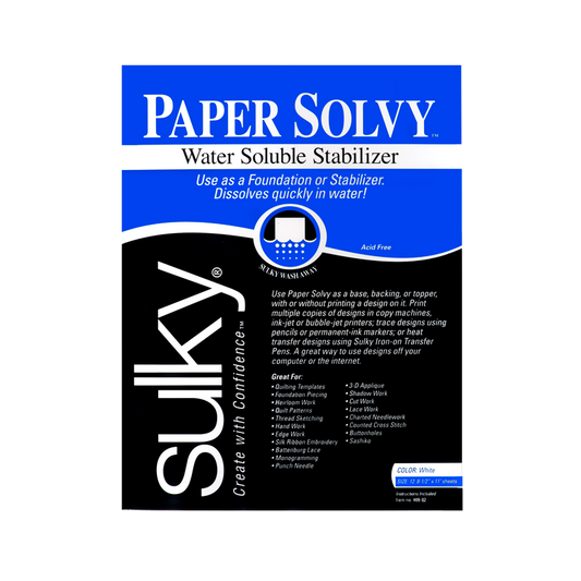 Web Only Sewing Supplies: Sulky Paper Solvy Stabilizer - White - 8.5'' x 11'' (12 Sheets)-1 pack