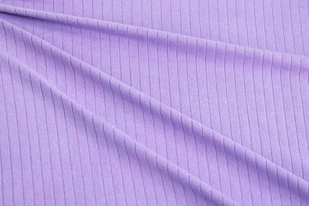 End of Bolt: 2-1/8th yards of Fashion Double Brushed Soft 8x2 Rib Solid Lilac Purple Knit 200 GSM -remnant